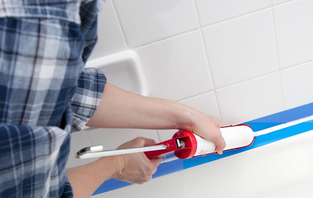 chaulking a bathroom